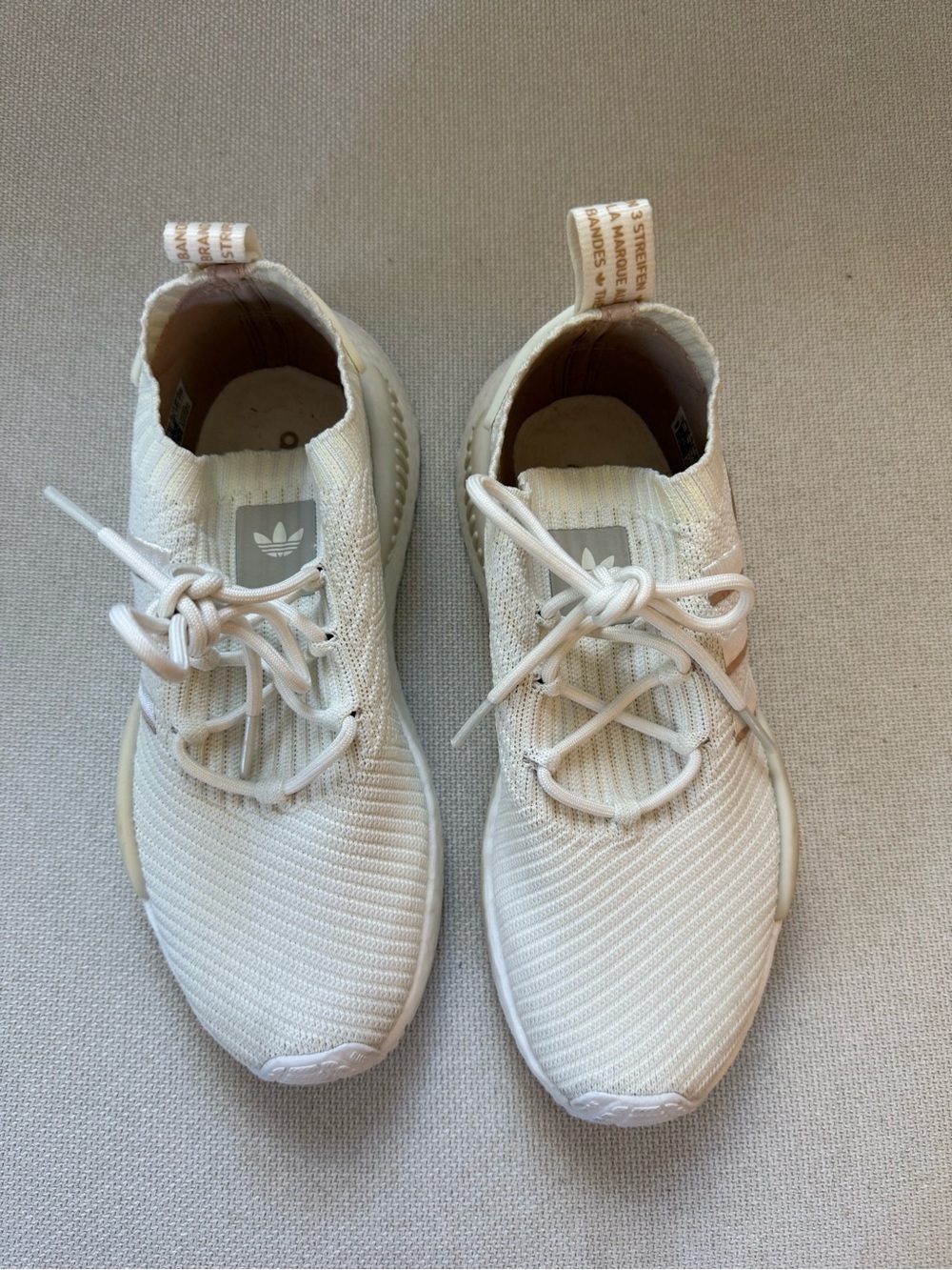 adidas Women Cream/White Knit Athletic Sneakers